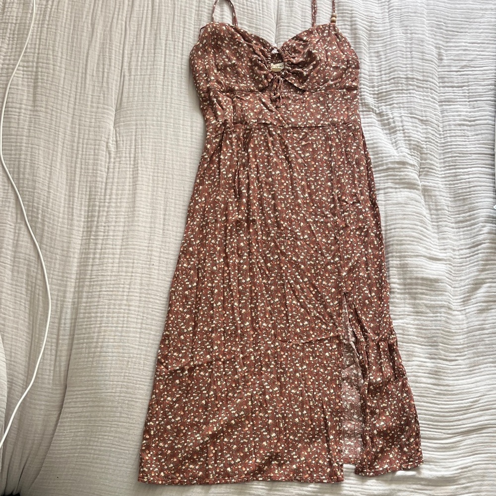 Aeropostale Brown Floral Midi Dress